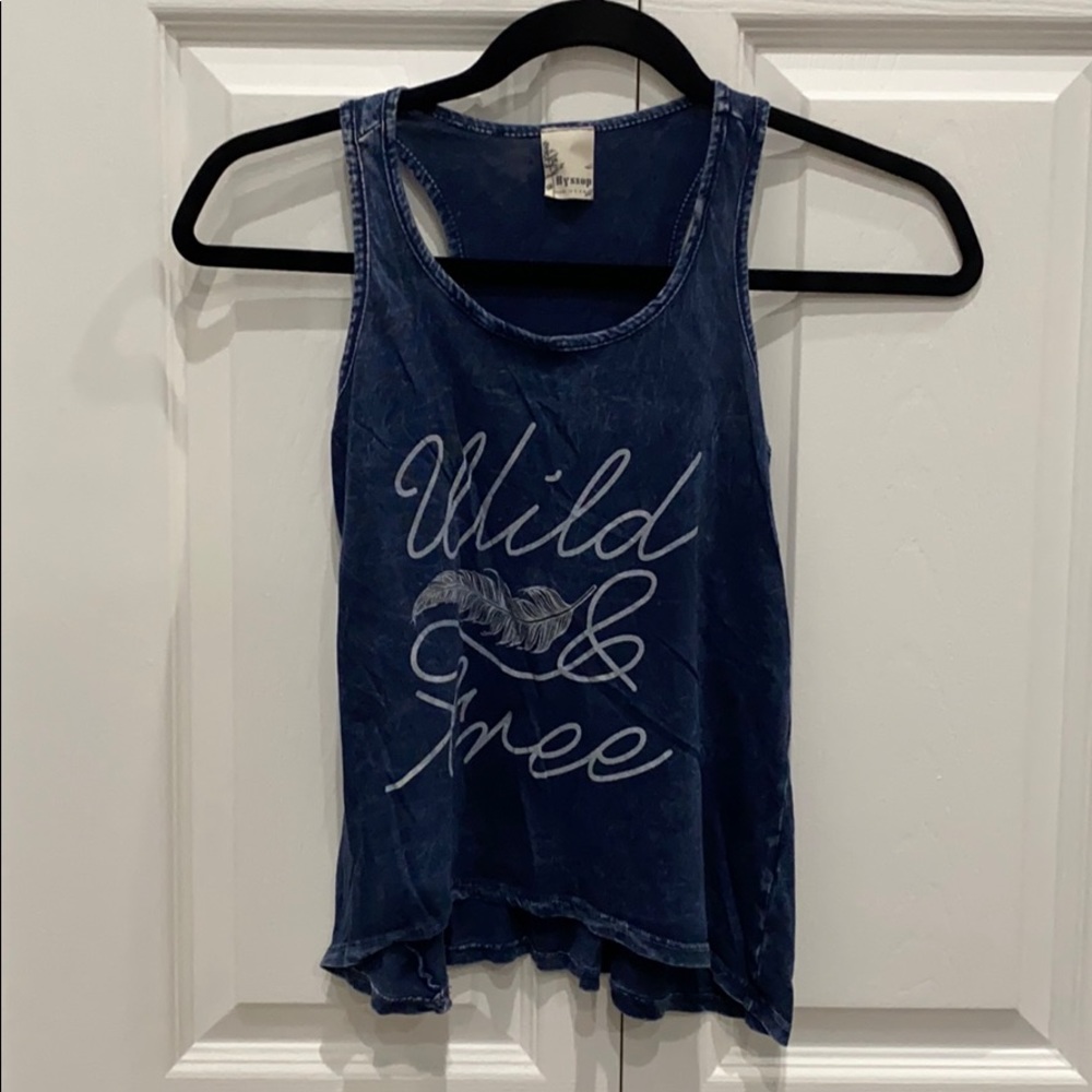Girls small distressed racer back tank.